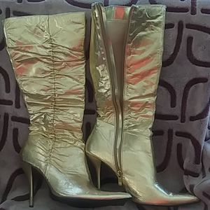 High heel gold boots